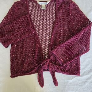 JohnPaulRichard Sparkling Tie-Front Cardigan - Deep Red